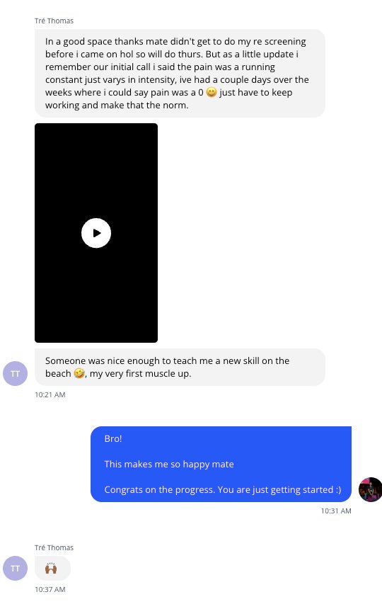 Message from Tre Thomas about his first muscle-up