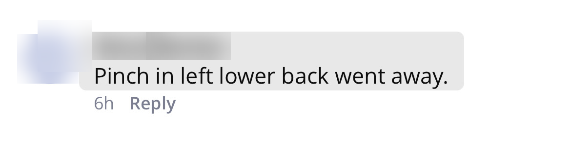 Client message: lower back pinch gone