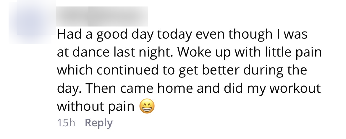 Client message: workout without pain