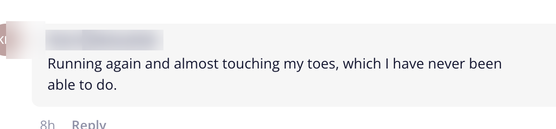 Client message: running and touching toes