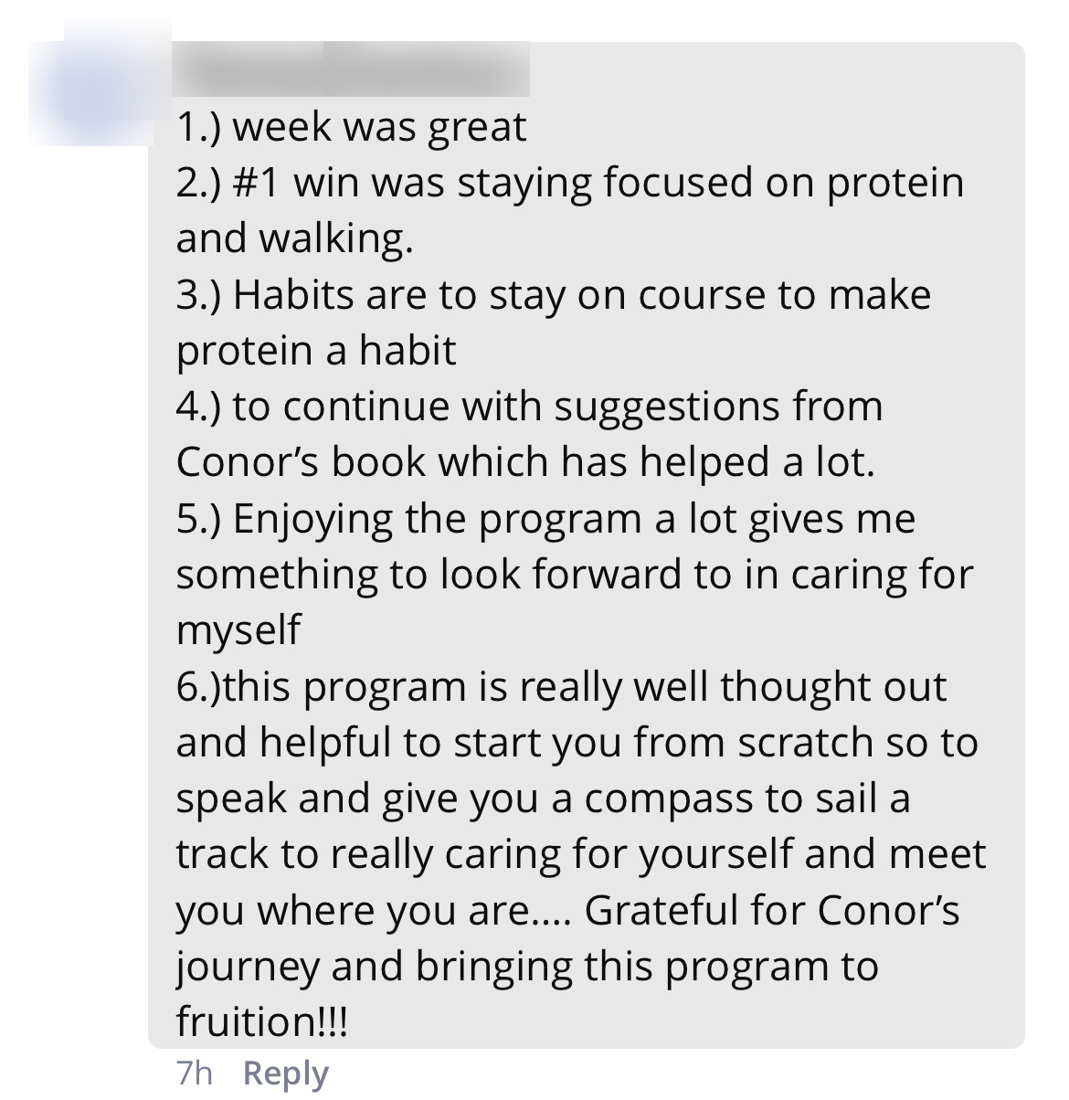 Client message: the program meets you where you are